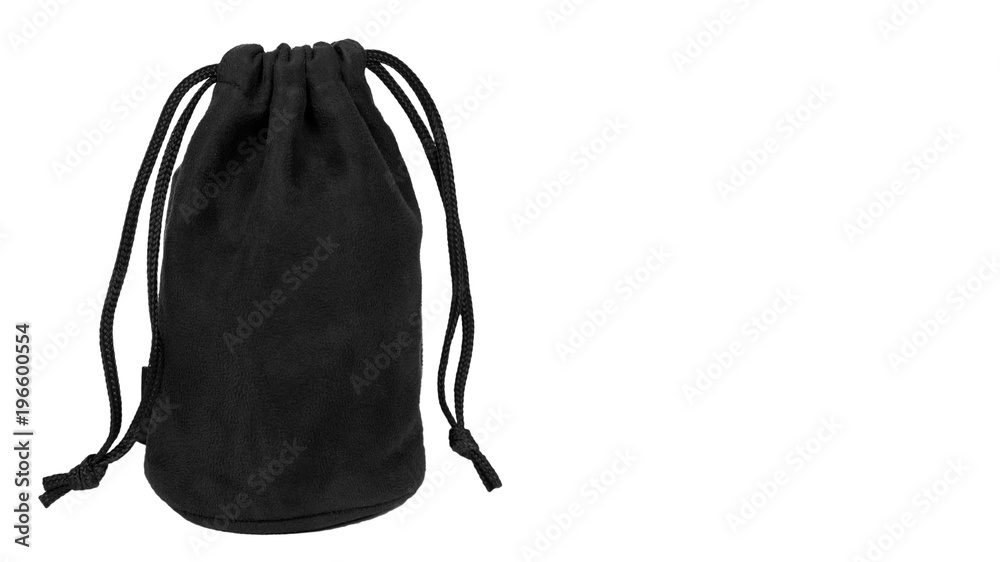 Black textile sack isolated on white background. copy space, template Black textile sack isolated on white background. copy space, template