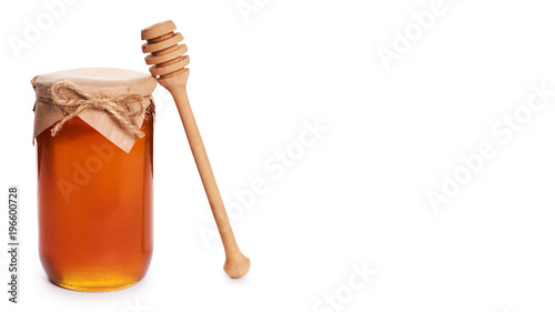 Quadro su tela eco home made honey in jar isolated on white background