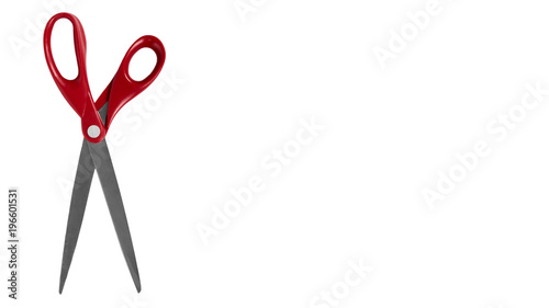 red office scissors isolated on a white background. copy space, template photo