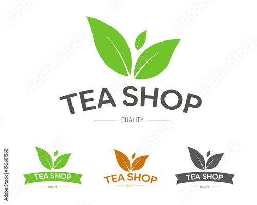 Logo for a tea shop or brand with three leaves