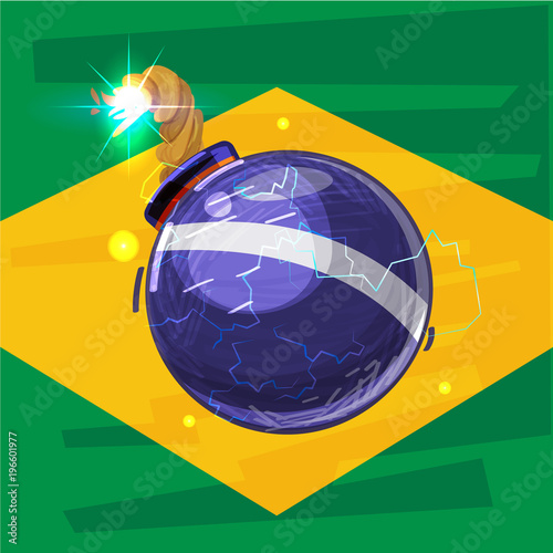 brazil crisis concept. bomb and brazil flag - vector