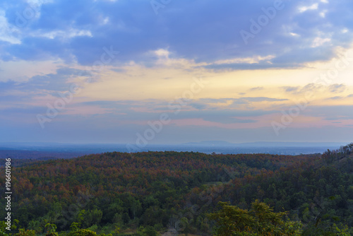 Beautiful scenery of mountains and trees in Buriram Province , Thailand