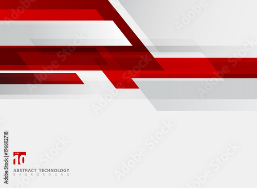 Abstract technology geometric red color shiny motion background.