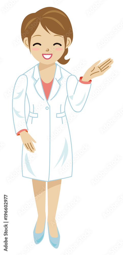 白衣女性案内左手stock Vector Adobe Stock