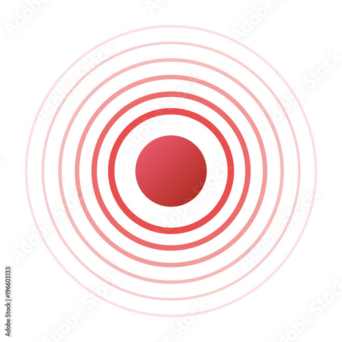 Isolated vector red ring. Pain circle. Symbol of pain. For your medical design. Transparent background.