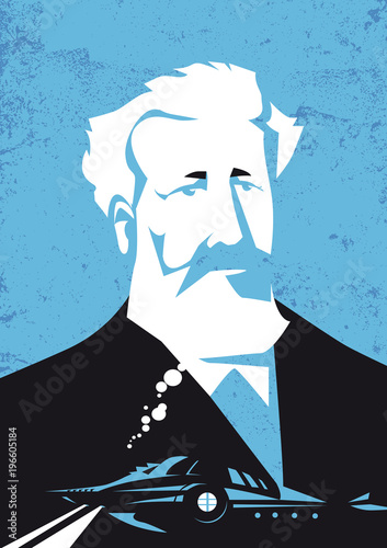Jules Verne vector illustration