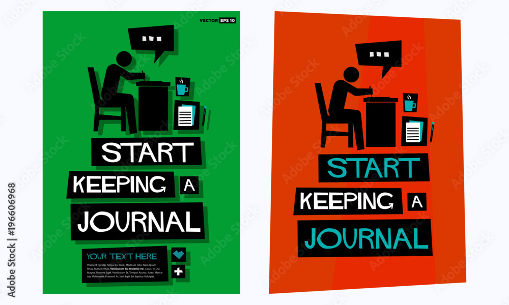Start Keeping A Journal Poster In Flat Style Retro Design With Text Box Template Start Keeping A Journal Poster In Flat Style Retro Design With Text Box Template