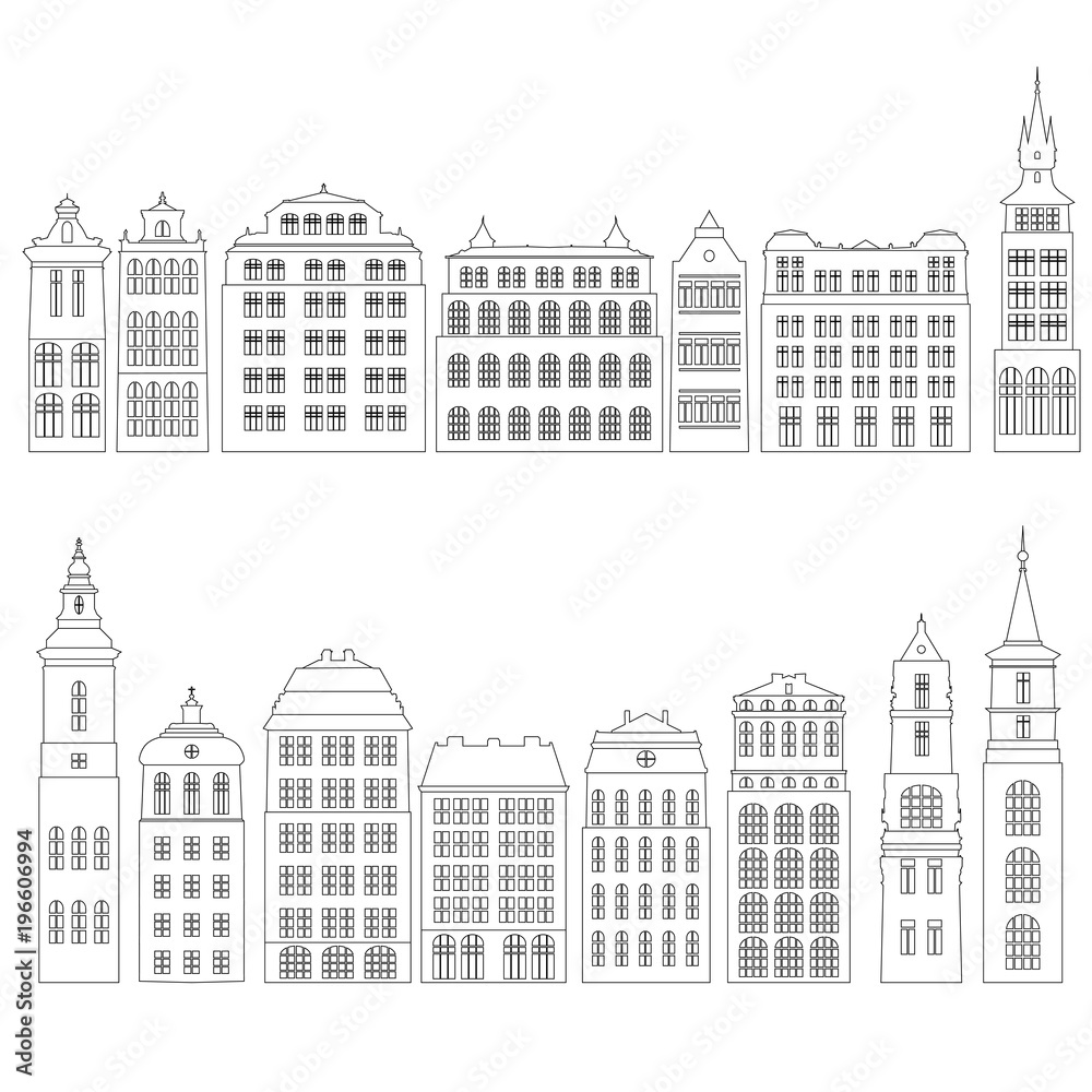 vector line drawing houses
