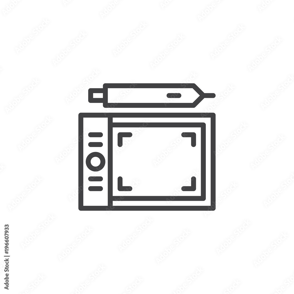 Graphic tablet outline icon. linear style sign for mobile concept and web design. Digital drawing board simple line vector icon. Symbol, logo illustration. Pixel perfect vector graphics Graphic tablet outline icon. linear style sign for mobile concept and web design. Digital drawing board simple line vector icon. Symbol, logo illustration. Pixel perfect vector graphics