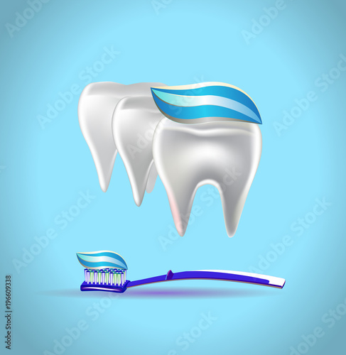 Vector illustration of banner toothpaste teeth