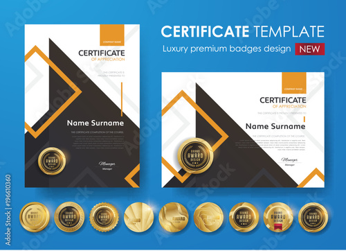 certificate template with modern pattern,diploma,Vector illustration and vector Luxury premium badges design,Set of retro vintage badges and labels.