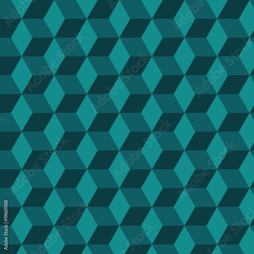 Blue cube made of triangle, geometric vector pattern 