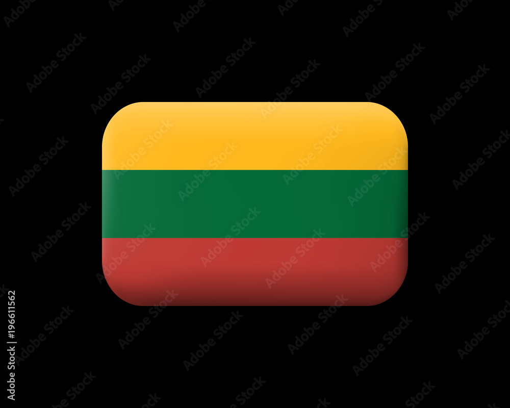 Flag of Lithuania. Matted Vector Icon and Button. Rectangular Shape Flag of Lithuania. Matted Vector Icon and Button. Rectangular Shape
