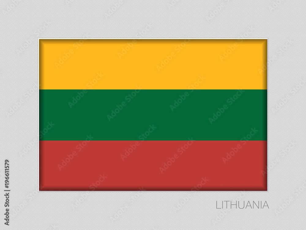 Flag of Lithuania. National Ensign Aspect Ratio 2 to 3 on Gray Flag of Lithuania. National Ensign Aspect Ratio 2 to 3 on Gray