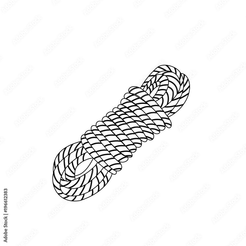 Rope coil camping traveller outline coloring page Rope coil camping traveller outline coloring page