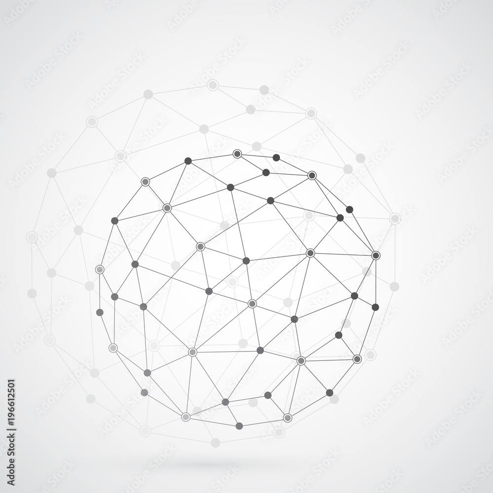 Grey graphic background molecule and communication. Connected lines with dots, illustration Grey graphic background molecule and communication. Connected lines with dots, illustration