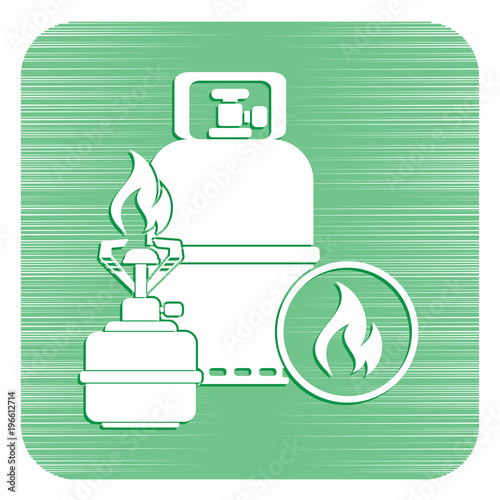 Camping stove with gas bottle icon