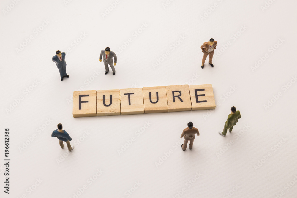 businessman figures meeting on future conceptual businessman figures meeting on future conceptual