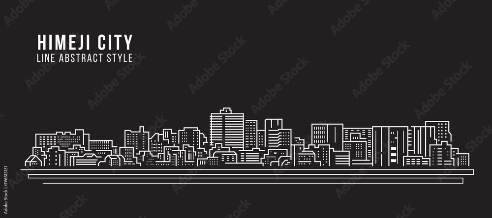 Cityscape Building Line art Vector Illustration design - Himeji city