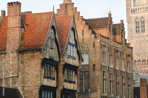 beautiful traditional houses in historical quarter of brugge  belgium