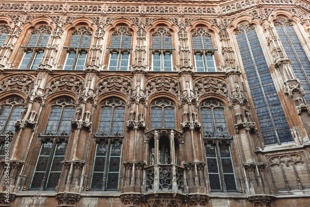 low angle view of beautiful gothic architecture of historical building in Ghent, Belgium low angle view of beautiful gothic architecture of historical building in Ghent, Belgium