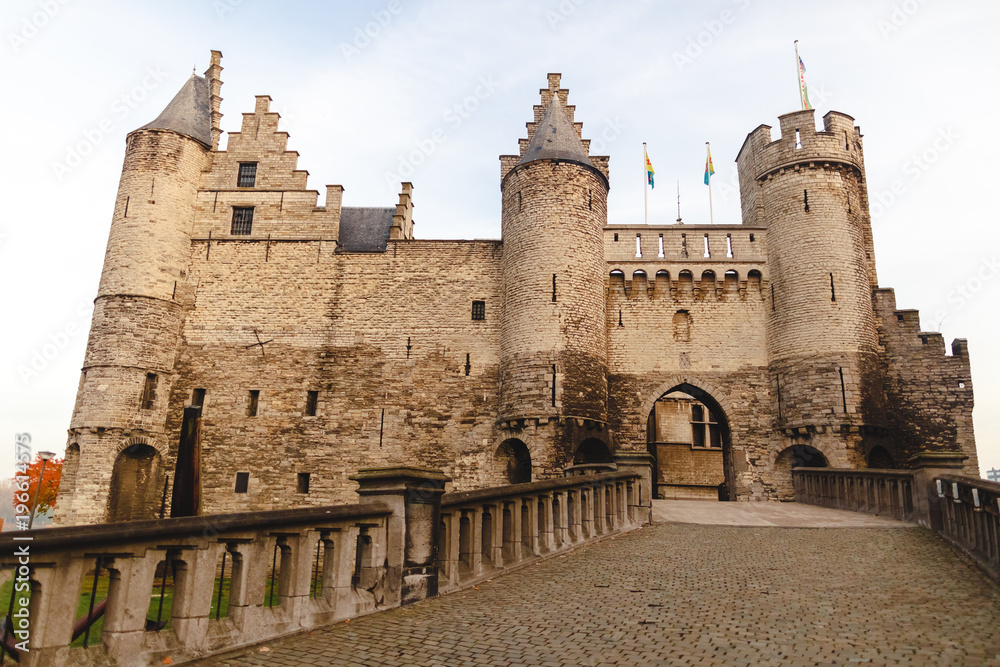 famous medieval Het Steen fortress in Antwerp, Belgium