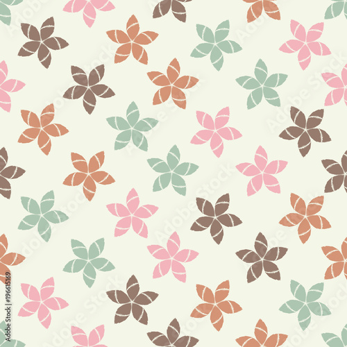 Seamless floral pattern. Flowers background. Embroidery on fabric. Scribble texture. Textile rapport.