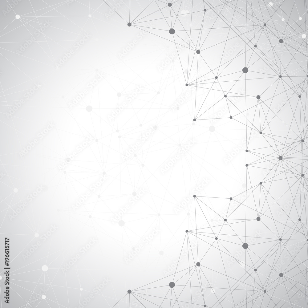 Geometric grey illustration background molecule and communication for your design