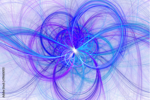 Beautiful fractal abstract line shapes illustration - background, Fractal blue shapes fantasy pattern 