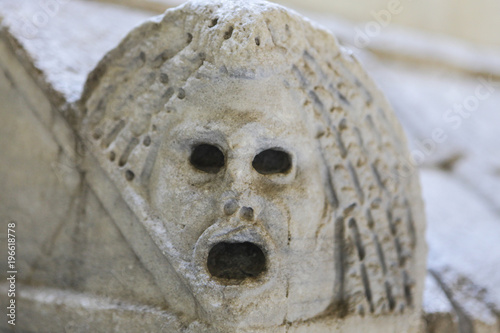 Marble sculpture of face mask