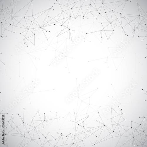 Geometric grey background molecule and communication . Connected lines with dots. Abstract molecule illustration. Molecule composition for your design