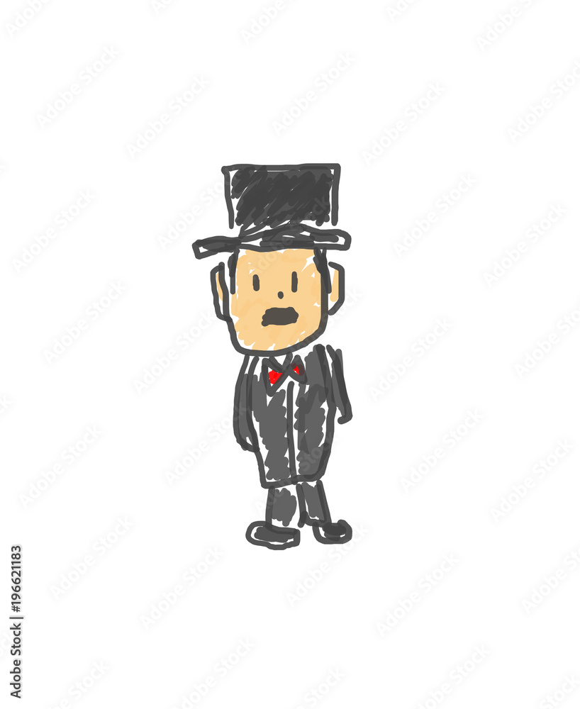 お金持ちのおじさん 僕の街のみんな 子供の落書き風 ゆるいイラスト Stock Illustration Adobe Stock