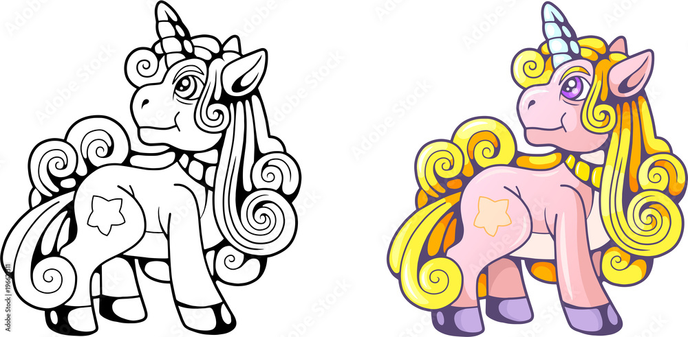 cartoon cute pony unicorn, funny illustration cartoon cute pony unicorn, funny illustration