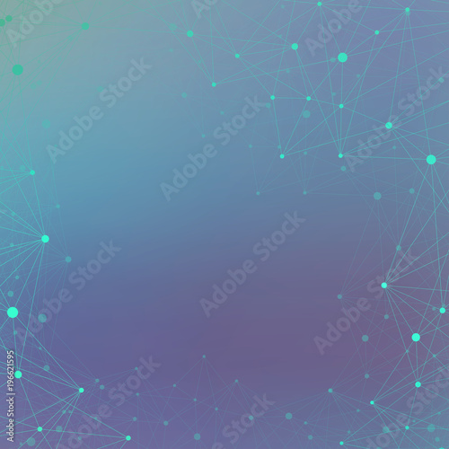 Graphic background molecule and communication. Connection line with dots. Geometric abstract composition for your design. Abstract polygonal, hexagon low poly illustration