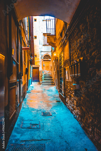 lone backyard street at bergamo in orange and blue colors