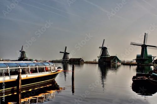 view of windmills in the Netherlands