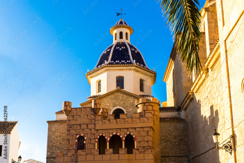 Dome with ceramic tiles in the church of Altea, Alicante province