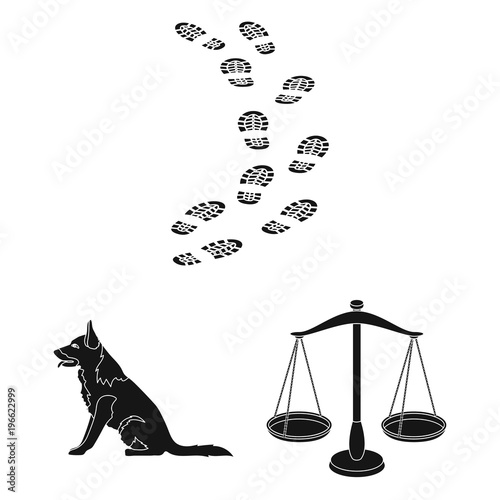 Prison and the criminalblack icons in set collection for design.Prison and Attributes vector symbol stock web illustration.