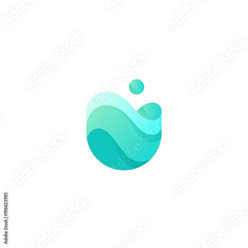 Vector gradient logo of water wave. Alternative energy concept. Logotype of clear water