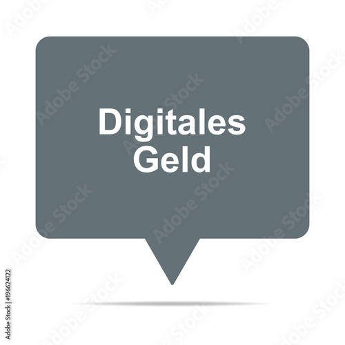 Graue Sprechblase mit Digitales Geld