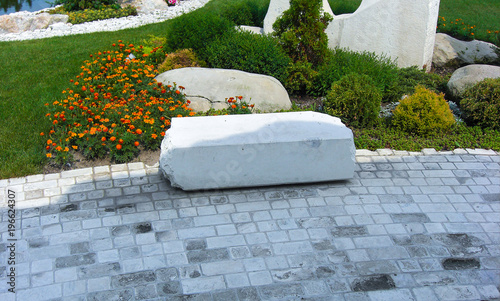 Concrete block paving of garden pathway