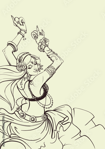 Tribal Fusion bellydance dancer contour graphic design