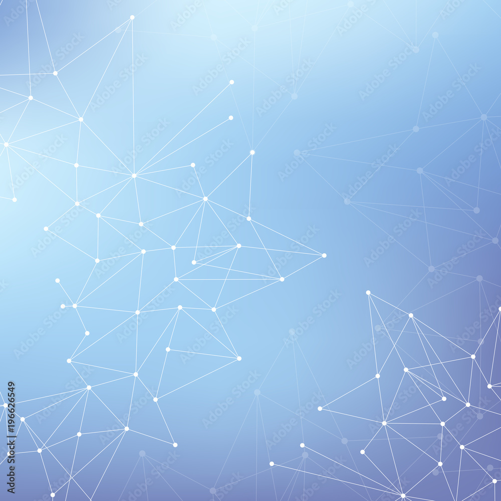 Fototapeta premium Geometric graphic background molecule and communication. Big data complex with compounds. Lines plexus, minimal array. Digital data visualization. Scientific cybernetic illustration.