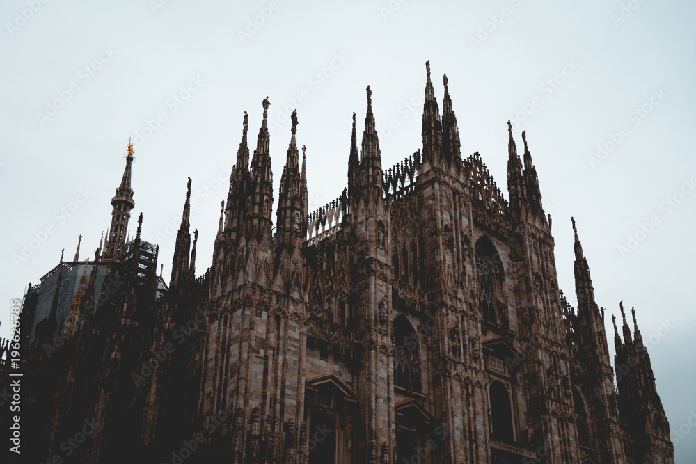 Milan Cathedral on a cloudy background