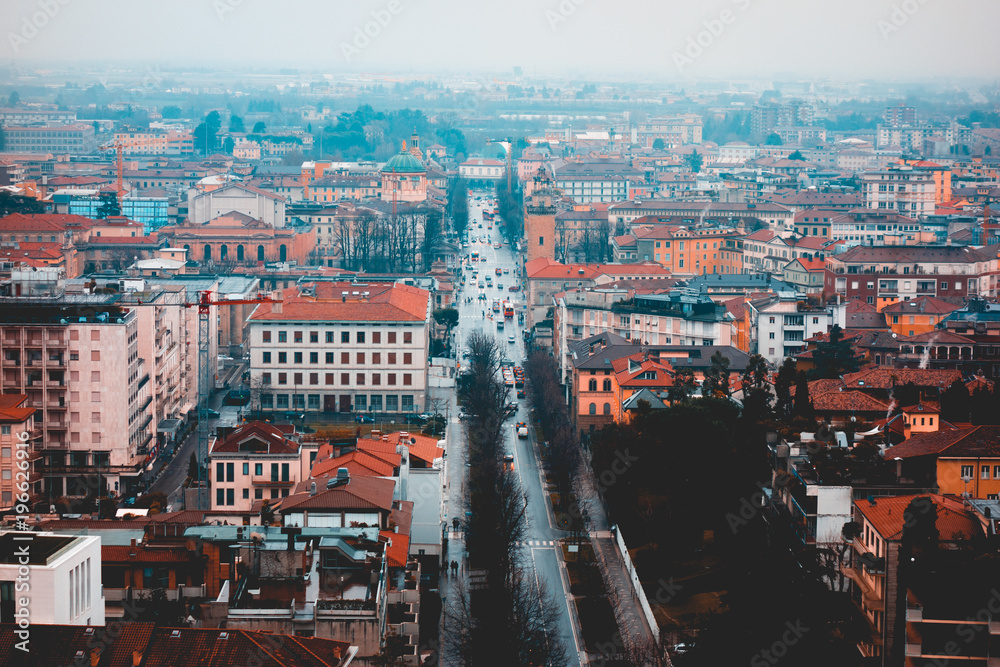 vintage colored picture of bergamo on a cloudy day