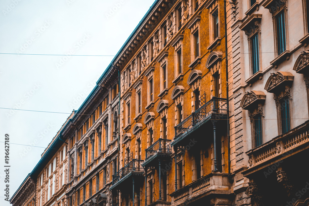 Fototapeta premium ancient facades of mediterranean buildings