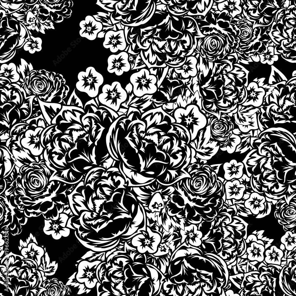 bouquet of flowers monochrome