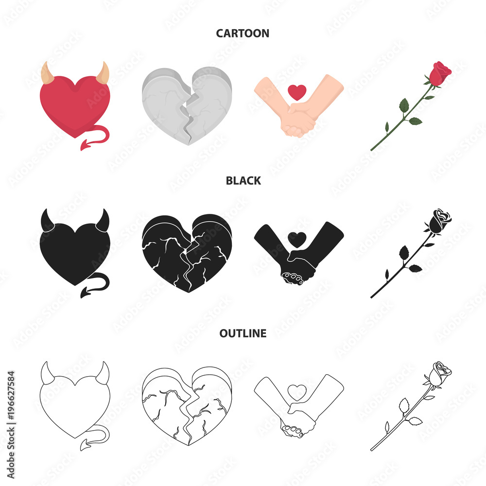 Evil heart, broken heart, friendship, rose. Romantic set ...