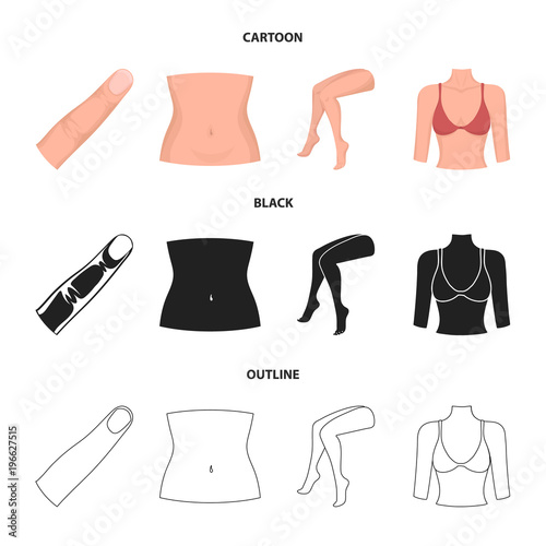 Finger, female feet, female, bust. Part of the body set collection icons in cartoon,black,outline style vector symbol stock illustration web.