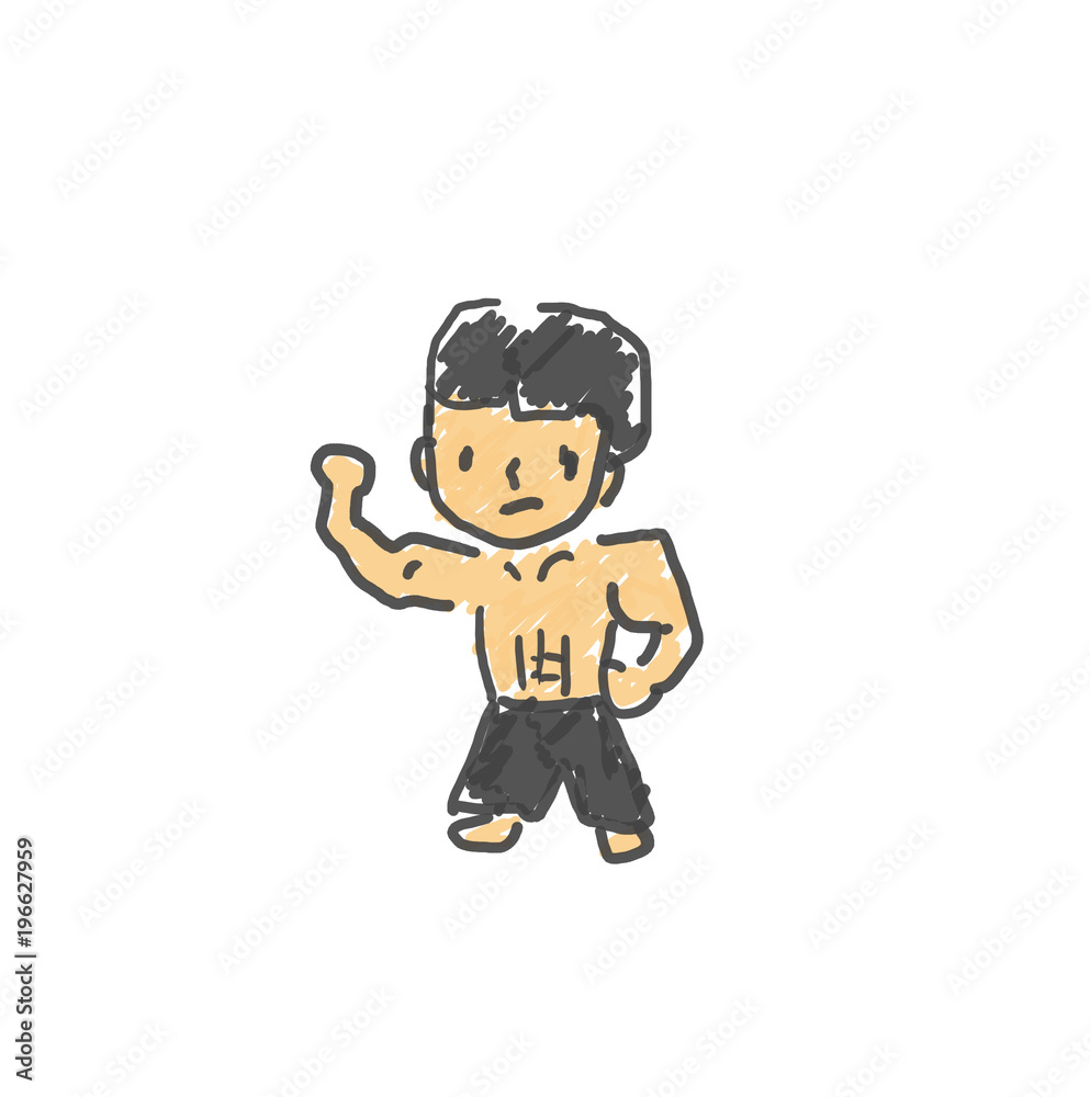 中国拳法使いのリーさん 僕の街のみんな 子供の落書き風 ゆるいイラスト Stock イラスト Adobe Stock